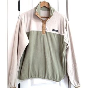 🌲 Columbia Benton Springs 1/2 Snap Sage Green & Cream Fleece - Size M  🌲